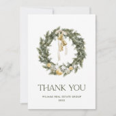 Elegantes Bohemisches Weihnachtskieferunternehmen Dankeskarte (Vorderseite)