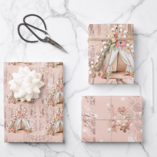 Elegantes Bohemisches Zelt-SchlummerParty Geschenkpapier Set