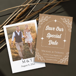 elegantes bohisches Foto in Braun Save The Date