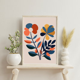 Elegantes Boho Abstrakt Botanische Blume Poster