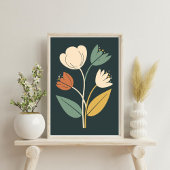 Elegantes Boho Abstrakt Botanische Blume Poster