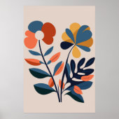 Elegantes Boho Abstrakt Botanische Blume Poster (Vorne)