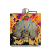 Elegantes boho abstraktes Orchideengemälde Flachmann (Rückseite)