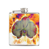 Elegantes boho abstraktes Orchideengemälde Flachmann (Vorderseite)