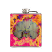 Elegantes boho abstraktes Orchideengemälde Flachmann (Rückseite)