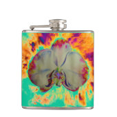 Elegantes boho abstraktes Orchideengemälde Flachmann (Vorderseite)