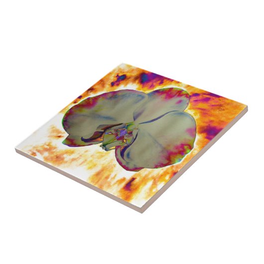 Elegantes boho abstraktes Orchideengemälde Fliese (Seite)