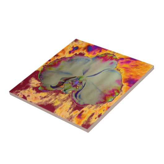 Elegantes boho abstraktes Orchideengemälde Fliese (Seite)