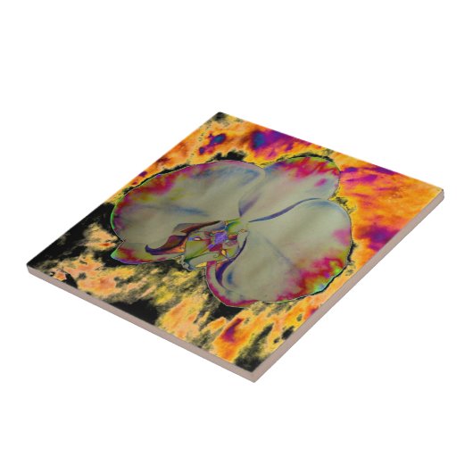 Elegantes boho abstraktes Orchideengemälde Fliese (Seite)