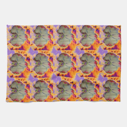 Elegantes boho abstraktes Orchideengemälde Geschirrtuch (Horizontal)