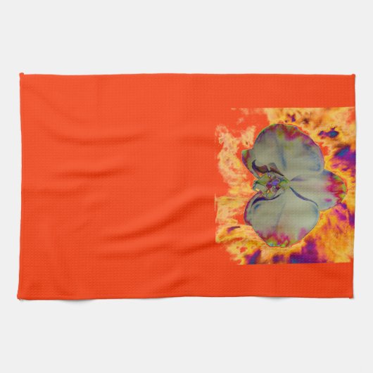 Elegantes boho abstraktes Orchideengemälde Geschirrtuch (Horizontal)