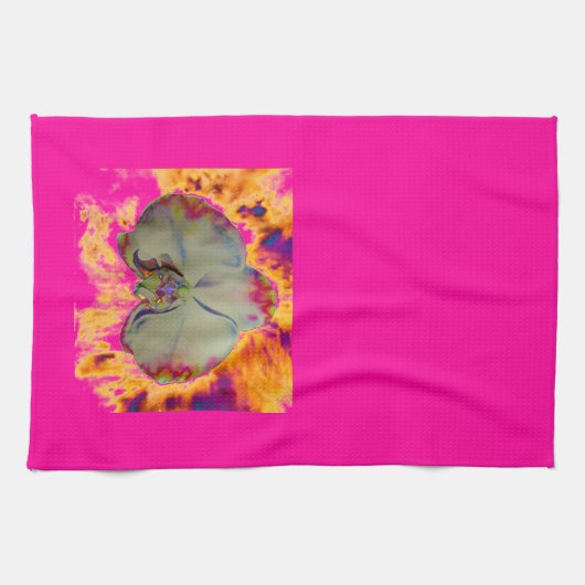 Elegantes boho abstraktes Orchideengemälde Geschirrtuch (Horizontal)