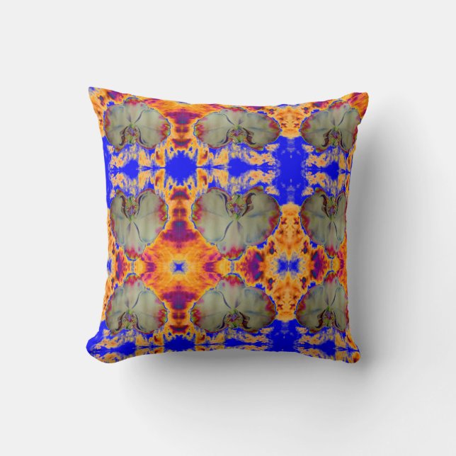 Elegantes boho abstraktes Orchideengemälde Kissen (Vorderseite)