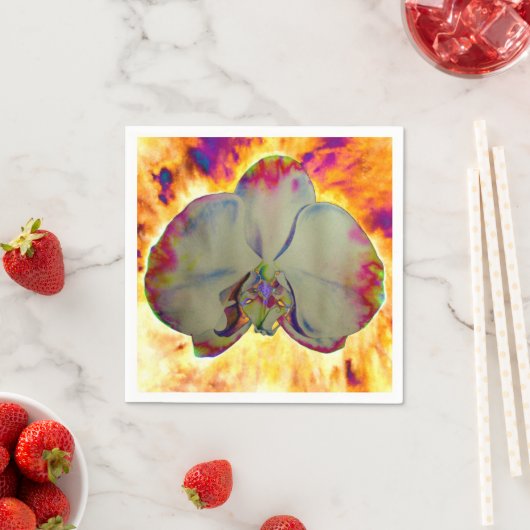 Elegantes boho abstraktes Orchideengemälde Serviette (Beispiel)