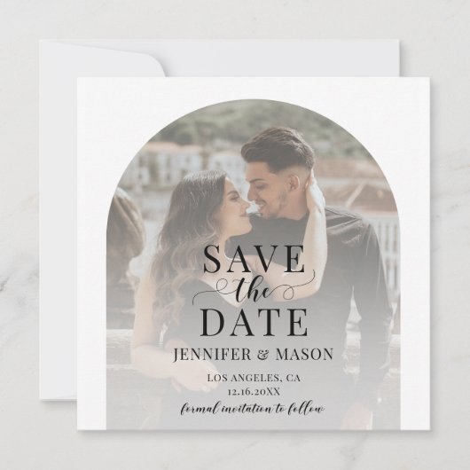Elegantes boho arch Foto Save the Date Einladung (Vorderseite)