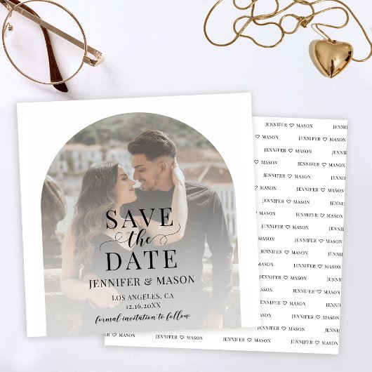 Elegantes boho arch Foto Save the Date Einladung