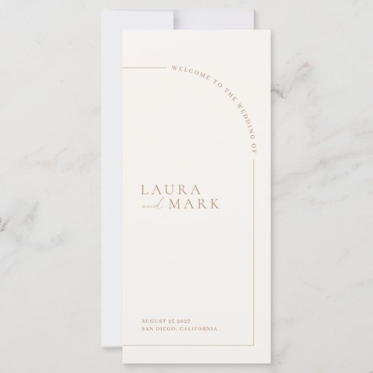 Elegantes Boho Arch Minimalistisch Hochzeitsprogra (Vorderseite)