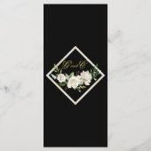 Elegantes Boho Black Floral Wedding Menu Programm (Rückseite)