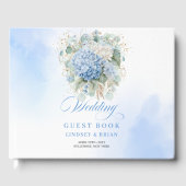 Elegantes Boho Blau Blumen Eukalyptus Gästebuch (Vorderseite)