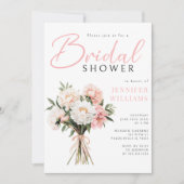 Elegantes Boho Blume Rosa Peonies Brautparty Einladung (Vorderseite)