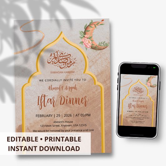 Elegantes Boho-Blumen-Iftar-Dinner Ramadan Einladung