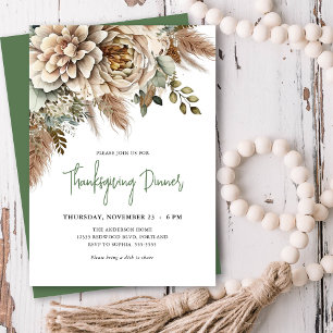 Elegantes Boho-Blumen-Thanksgiving-Dinner Einladung