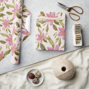 Elegantes Boho-Blumen-Wasserfarben-Handgemalt  Geschenkpapier
