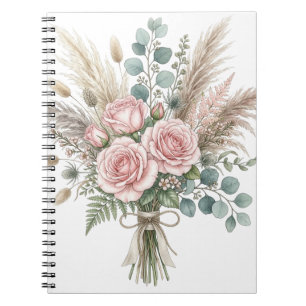Elegantes Boho-Blumenbouquet Rosa Tüten Notizblock