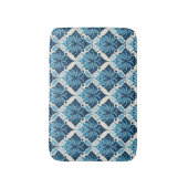 Elegantes Boho Blumenmuster in Blau Badematte (Vorderseite Vertikal)