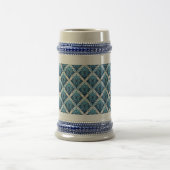 Elegantes Boho Blumenmuster in Blau Bierglas (Mittel)