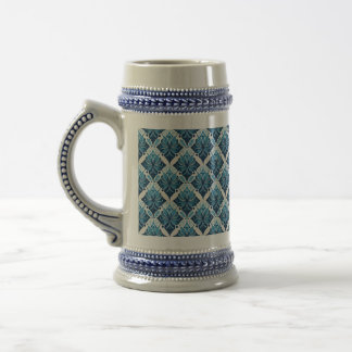 Elegantes Boho Blumenmuster in Blau Bierglas