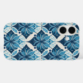 Elegantes Boho Blumenmuster in Blau Case-Mate iPhone Hülle (Rückseite (Horizontal))