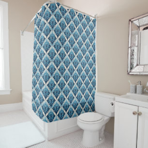 Elegantes Boho Blumenmuster in Blau Duschvorhang