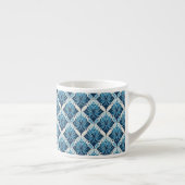 Elegantes Boho Blumenmuster in Blau Espressotasse (Rechts)