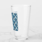 Elegantes Boho Blumenmuster in Blau Glas (Links)