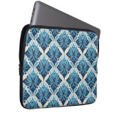Elegantes Boho Blumenmuster in Blau Laptopschutzhülle (Vorne Rechts)