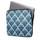 Elegantes Boho Blumenmuster in Blau Laptopschutzhülle (Vorderseite Links)