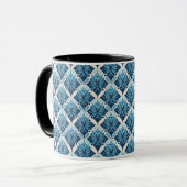 Elegantes Boho Blumenmuster in Blau Tasse (Vorderseite Links)