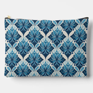 Elegantes Boho Blumenmuster in Blau Zubehörtasche