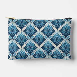 Elegantes Boho Blumenmuster in Blau Zubehörtasche