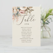 Elegantes Boho Blumenskript Hochzeitsdiagramm Einladung (Stehend Vorderseite)