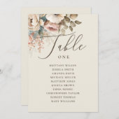 Elegantes Boho Blumenskript Hochzeitsdiagramm Einladung (Vorne/Hinten)