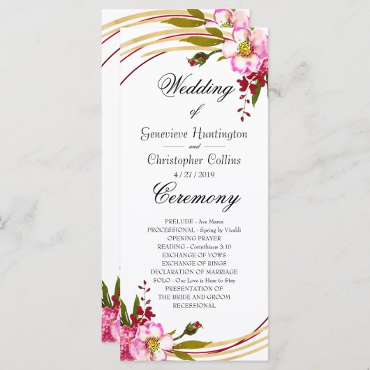 Elegantes Boho Blush Blumenzeremonie-Programm Programm (Vorne/Hinten)