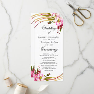Elegantes Boho Blush Blumenzeremonie-Programm Programm