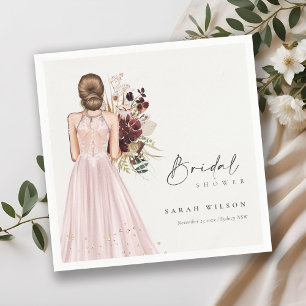 Elegantes Boho-Blush-Hochzeitskleid Brautparty Serviette