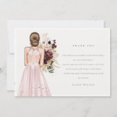 Elegantes Boho Blush Wedding Gown Brautparty Dankeskarte (Vorderseite)