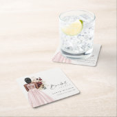 Elegantes Boho Blush Wedding Gown Brautparty Rechteckiger Pappuntersetzer (Vor Ort)