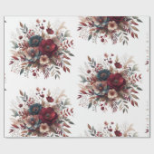 Elegantes Boho Burgundy Rustic Blue and Red Patter Geschenkpapier (Flach)