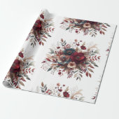 Elegantes Boho Burgundy Rustic Blue and Red Patter Geschenkpapier (Ungerollt)