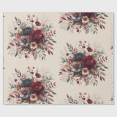 Elegantes Boho Burgundy Rustic Blue and Red Patter Geschenkpapier (Flach)